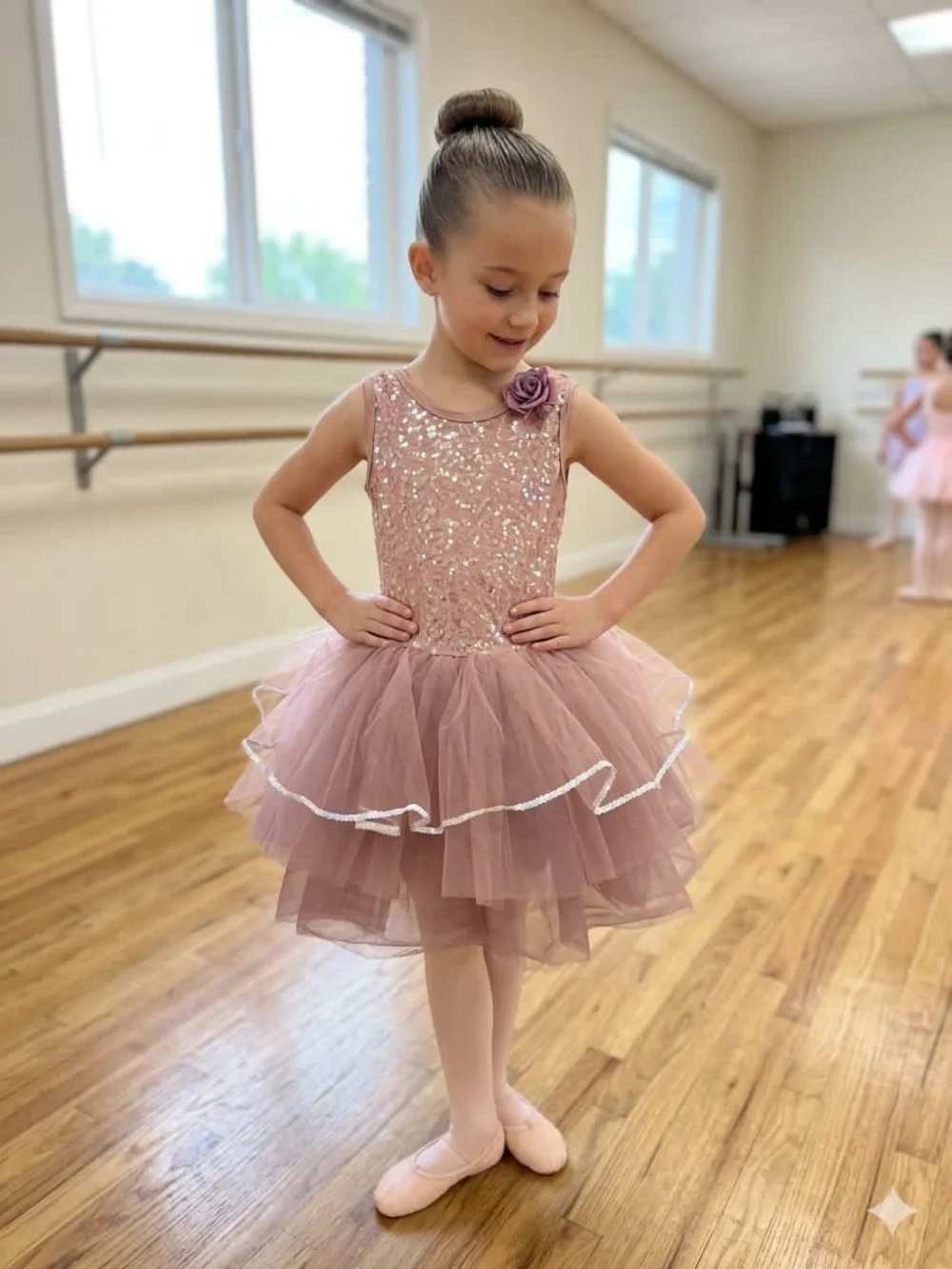 Weissman Dusty Rose Sequin Tulle Ballet Dress • Size MC